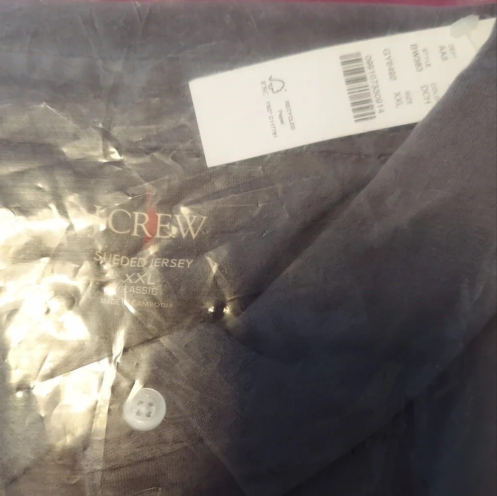 J.Crew Sueded Jersey Cotton Polo Shirt - Classic Fit XXL 46-48 Grey OR Navy BNWT